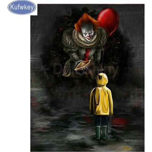 5D DIY Diamond Painting horror character Evil clown 3D Diamond Embroidery Cross Stitch halloween Home Decor Full square round 3d
