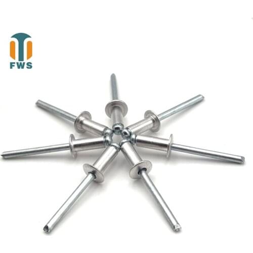 50 PCS M4.8 DIN EN ISO 15977 GB /T 12618.1 Aluminium Open End Blind Rivets With Protruding Head For Automobile