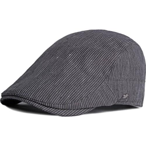 Fibonacci Cotton Linen Beret Hat For Men British Peaked Cap Artist Painter Hat Women Striped Herringbone Cap Forward Newsboy Hat