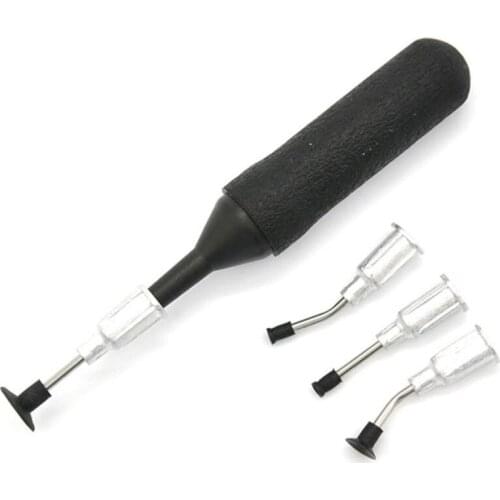 Black Rubber IC Pick up Vacuum Sucking Pen with 4 Suction Headers for Capacitor Resistor Chip Soldering Pump Sucker Tool