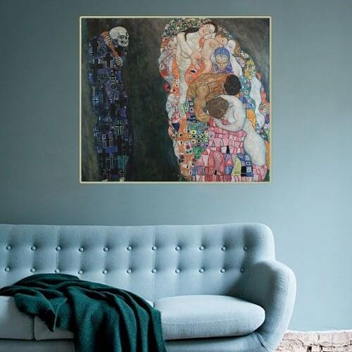 Citon Gustav Klimt《Death and Life》Canvas Art Oil Painting Famous Artwork Poster Picture Wall Decor Home Interior Decoration