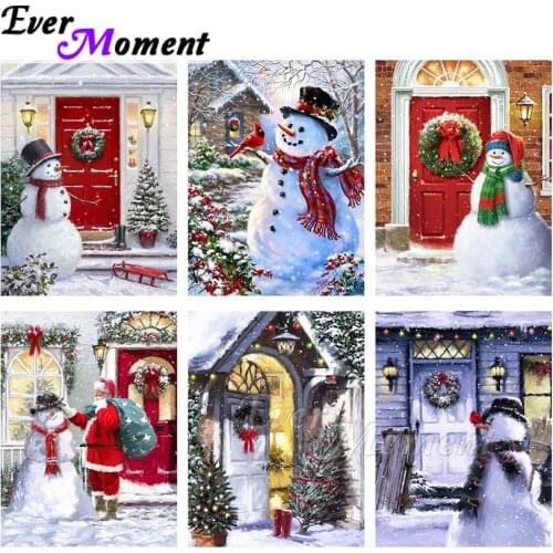 Ever Moment Diamond Painting Cartoon Snowman Christmas Resin Full Square Drill Paint By Diamond Embroidery Decoration ASF2144
