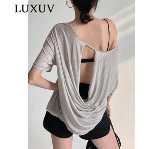 LUXUV Womens Shirts Shorts Sets T-shirt Sweatshirt Oversize Tees Loose Soft Jackets Teenage Summer Sexy Clothing Harajuku
