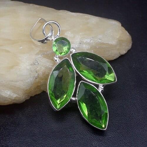 Gemstonefactory Jewelry Big Promotion 925 Silver Charm Natural Green Peridot Shiny Women Ladies Gifts Necklace Pendant 1036