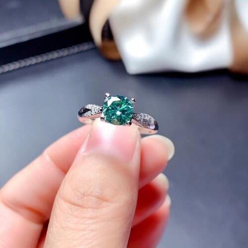 Crackling green moissanite gemstone ring for women jewelry engagement ring for wedding 925 sterling silver ring birthday gift