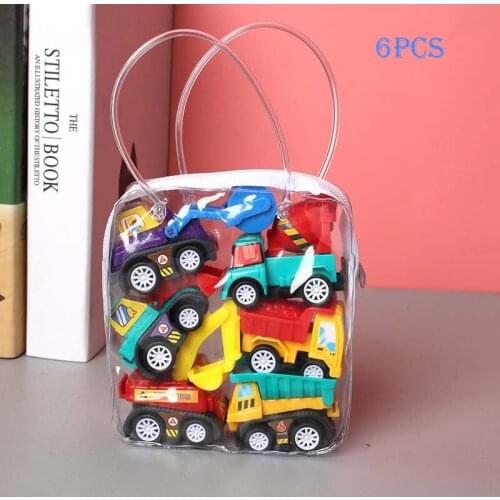 6pcs Car Model Toys Pull Back Car Toys Police Car Truck Taxi Model Mobile Vehicle Kid Mini Cars Boy Gift Toy Suit for Children