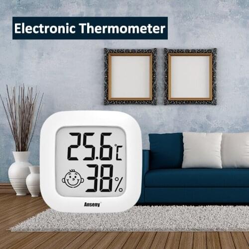 Mini Indoor Thermometer Digital LCD Temperature Sensor Humidity Meter Thermometer Room Hygrometer Gauge With Smile Face