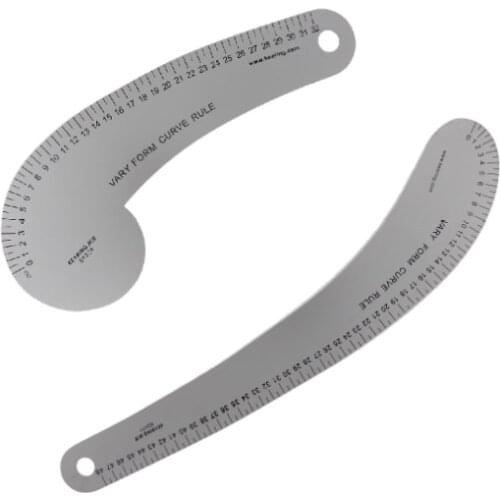 Metal Vary Form Curve for Fashion Design Inch System Durable Solid Aluminum Sewing French Curve Garment Ruler for Pattern Making