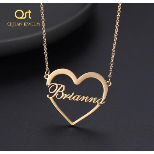 Personalized Heart Name Necklaces Stainless Steel Custom Heart With Nameplate Necklaces For Women Love Jewelry Christmas Gifts