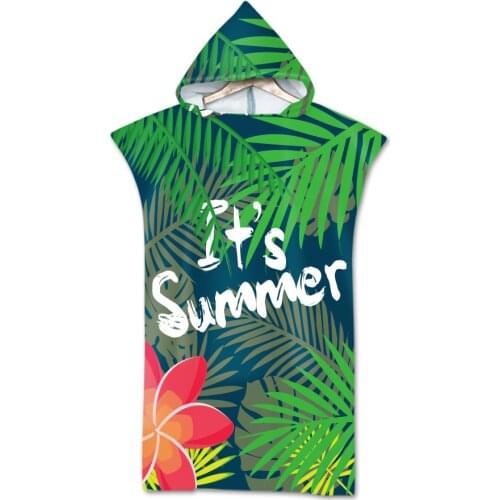 Printed Palm tree Microfiber Hooded Beach Towel For Adults Quick Dry Changing Bathrobe Hooded Swimming Gym Fitness Bath Towels