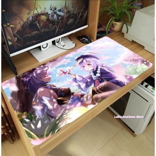 Hot Genshin Impact Game Qiqi Large Mouse Pad Thicken Laptop PC Gaming Mice Mat Desk Keyboard Mat Anti-Slip Game Playmat