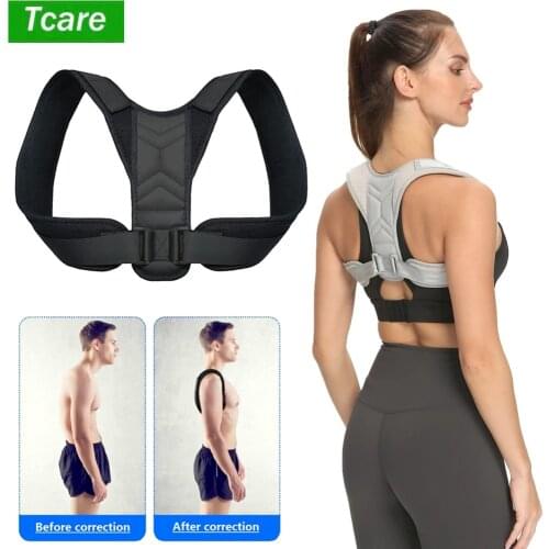 Tcare Unisex Adjustable Back Shoulder Posture Corrector Belt Clavicle Spine Support Reshape Body Home Office Upper Back Brace