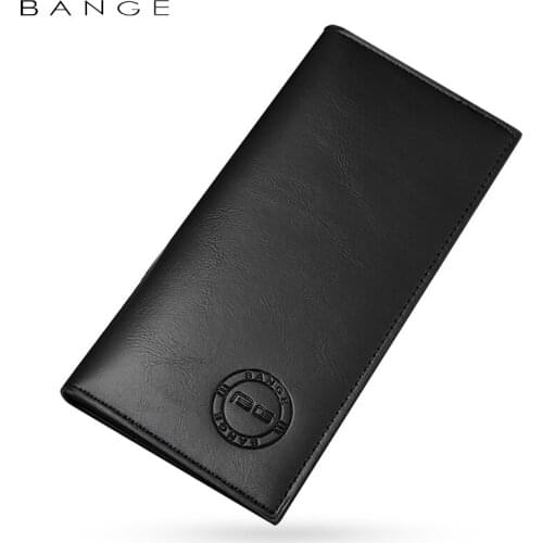 Marca BANGE carteras largas para hombres bolsa monedero embrague de lujo Clip de dinero monedas bolsillo de gran capacidad de so