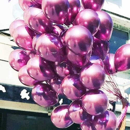 20pcs Wine Red Metallic Balloon Boy Girl Happy Birthday Party Decoration Adults Wedding Valentines Birthday Chrome Metal Baloon