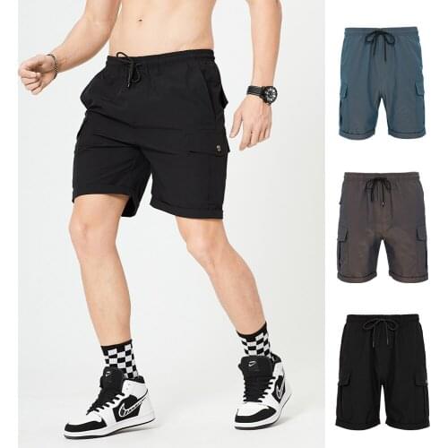 2021 New Mens Running Jogger Quick-dry Drawstring Men Shorts Casual Solid Color Sports Pants Male Summer Shorts Casual Mid Waist