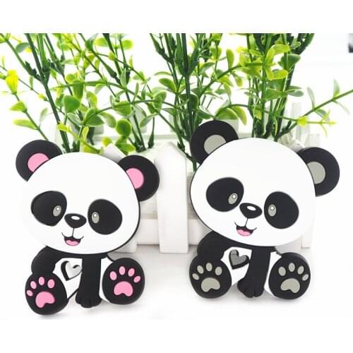 Chengkai 10pcs Silicone Panda Teether DIY Baby Shower Chewing Pendant Nursing Sensory Teething Pacifier Dummy Jewelry Animal Toy