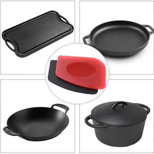 2pc Plastic kitchen Pan Scrapers Set Thicker Plastic Durable Pan Cleaner Tools for Cast Iron Skillets Cookware Pans Frying Pans