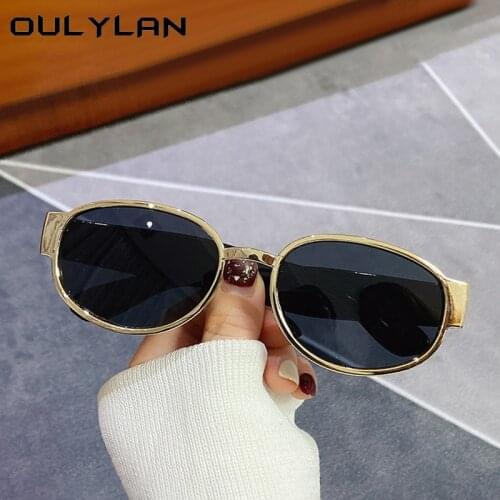 Oulylan Vintage Oval Sunglasses Women Men Trend Small Sun Glasses Male Female Luxury Eyewear Black Goggles Shades UV400