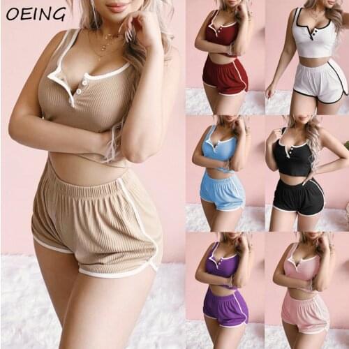 2021 Sport Two Piece Tracksuit Fitness Set Outfit Tank Tops and Running Shorts U Neck Casual Jogging Suits for Women