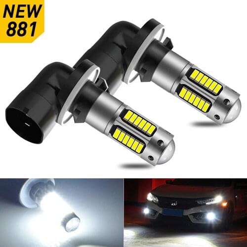2pcs H27 881 880 H1 H3 Led Car LED Fog Lights Headlight Bulbs DC12V 1200LM 6000K White Auto Fog Lamp Driving Running Lamp