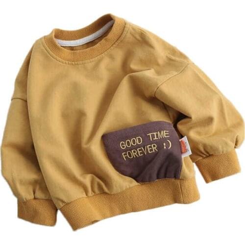 2021 Spring Autumn Boys' Sweater Childrens Top Cotton Loose Top Korean Fashion Long Sleeve Baby Hoodie Boys Sweatshirts Tunic