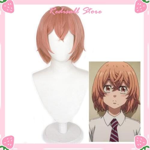 Tokyo Revengers Hinata Tachibana Cosplay Wig Short Orange Synthetic Hair Heat Resistant Women Men Free Wig Cap