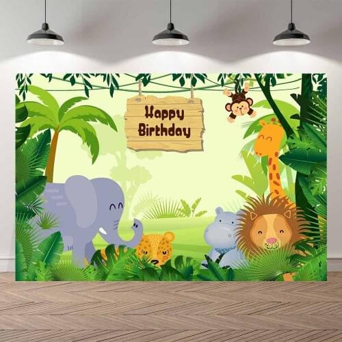 Thin Vinyl New Born Forest Animals Safari 1st Birthday PartyBaby Shower BannerBackgrounds Printed Photographic studio Backdrop