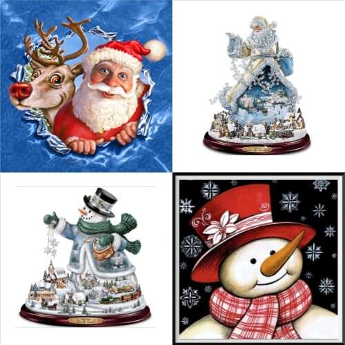 Lady Luck Shop 5d Full Diamond Diamond Painting Santa Snowman Round Diamond Embroidered Mosaic Home Decoration Pattern