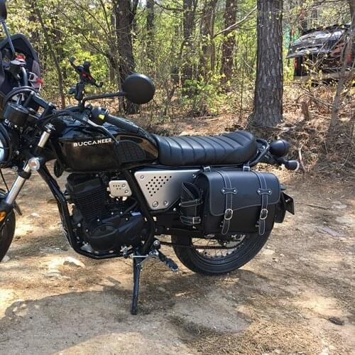 Vintage Black Motorcycle Saddle Bags PU Leather Motorbike Side Tool Tail Bag Luggage for Harley Universal