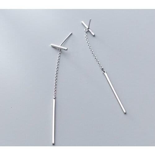 MloveAcc Simple T line Stud Earrings for Women S925 Sterling Silver Fashion Earrings Jewelry