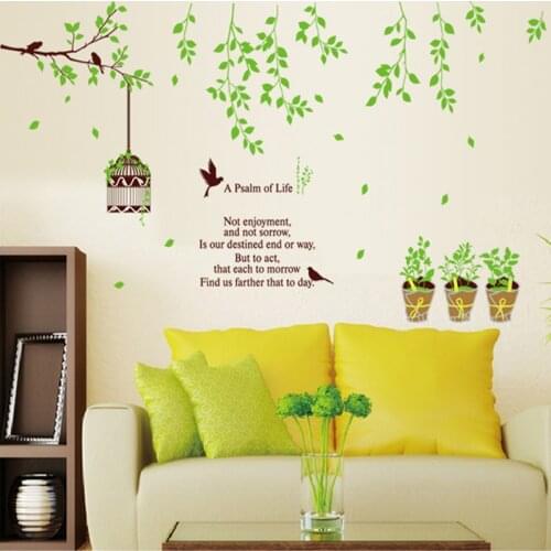 150*105cm Bird Cage Green Tree Vine Bedroom Living Room Hallway Wall Art Decals Background Wall Sticker Home Decoration