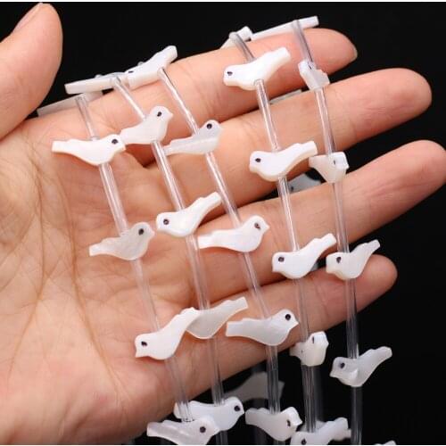 20pcs Natural Freshwater Shell Animals Beaded Cute Birds Shape Shell Loose Beads for Making DIY Jewerly Necklace Gift 6x15mm