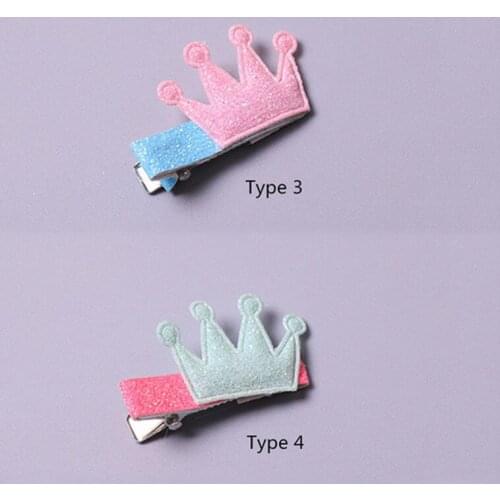 2018 Hot Sale 5Pcs/Pack Children Hair Clips Cute Crown Flowers Love Heart Shine Barrettes BB Clip Little Girls Kids Hair Decor