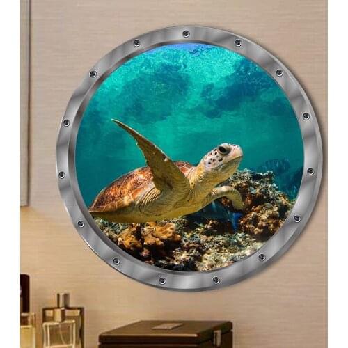 29*29cm 3D Underwater world Refrigerator Stickers Bathroom Fridge Decor Wall Sticker Fish Home Decoration Decals Poster
