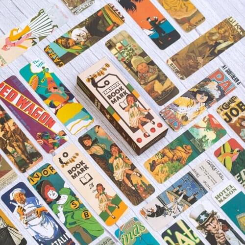 28pcs Retro Bookmark Girl space fruit retro article bookmark Vintage Book Holder Message Card School Supplies Kids Gifts