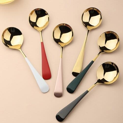 304 Stainless Steel Multi-Function Round Spoon Elegant Home Gourmet Dessert Spoons Cutlery Hitchen Utensils
