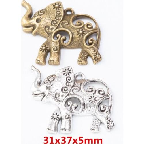 8 pieces of retro metal zinc alloy elephant pendant for DIY handmade jewelry necklace making 7514