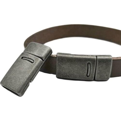 AaaZee 3 sets 10mm Flat Bracelet Making Magnetic Clasps and Closure 10x2mm Hole Antique Tin