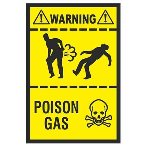 Car Styling Poison Gas Fart 3D Vinyl Car Sticker Funny Warning Farting Gases Truck Toilet Waterproof Accessories 13x9cm
