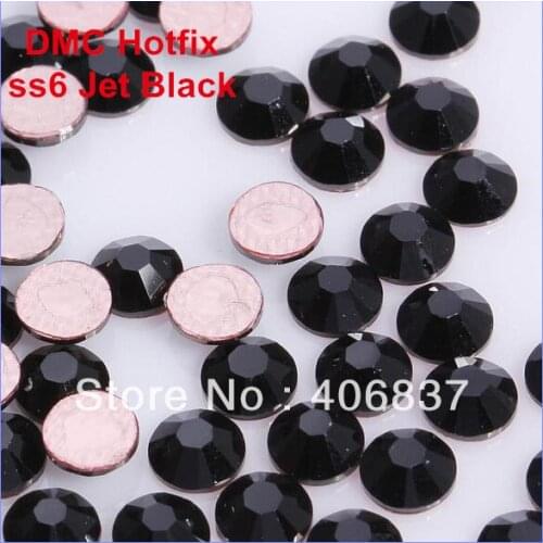 Free Shipping! 1440pcs/Lot, ss6 (1.9-2.1mm) High Quality DMC Black Iron On Rhinestones / Hot fix Rhinestones