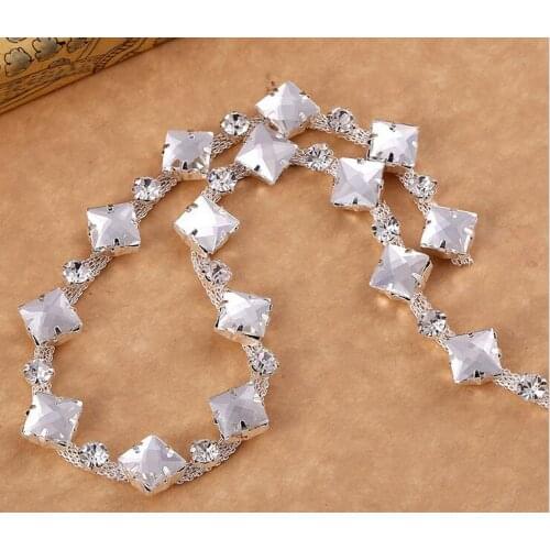 Free Shipping 5 yards Crystal Rhinestone Trim, Rhinestone Applique, Bridal Applique,Wedding Applique,Rhinestone Chain TONG043