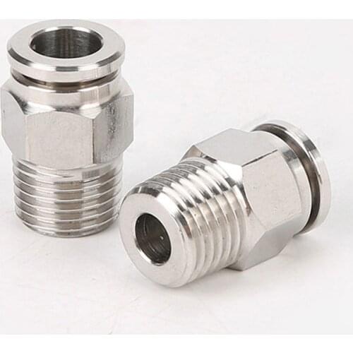 M5 M6 1/8" 1/4" 3/8" 1/2" BSPT Male Pneumatic 304 Stainless Steel Push In Quick Connector Release Air Fitting Plumbing