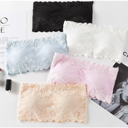 1PCs Fashion Sexy Summer Women Strapless Bra Lace Tube Top Bandeau Crop Tank Seamless Padded Underwear Tube Tops One Size