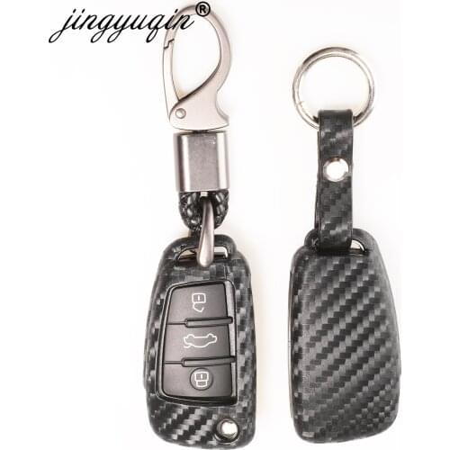 Jingyuqin 10X 3 Button Soft Carbon Silicone Car Remote Key Fob Cover Case For Audi A3 8L 8P A4 B6 B7 B8 A6 C5 C6 4F RS3 Q3 Q7 TT