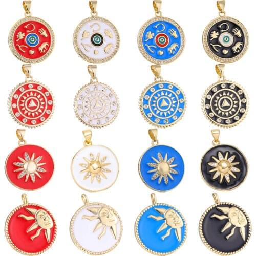 Juya New Designer Handicraft Moon Star Greek Evil Eye Luxury Enamel Charms For DIY Fashion Pendant Bracelet Necklace Making