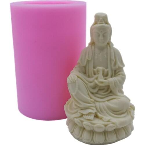 Chinese Bodhisattva Silicone Candle Molds Buddha Design Gypsum Cement Resin Craft Silicone Mold