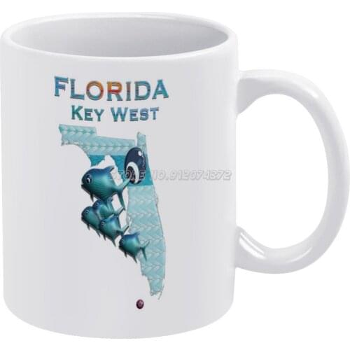 Florida Key West Coffee Mugs Ceramic Personalized Mugs 11 Oz White Mug Tea Milk Cup Drinkware Travel Mug Tarpon Florida Key Fish