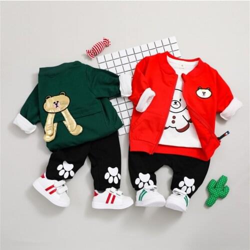 Boys Girls Clothing Set Child Sport Clothes Hoodies Jacket+Shirt+Pants 3pcs Kids Cartoon Bear Costume Clothes for Girls Clothes