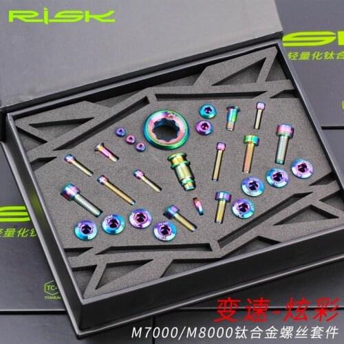 RISK Titanium Mountain Bicycle Shift Bolts Set MTB Bike Oil Disc Brake Screw Kits For Shimano M7000 XT M8000 Brake/Derailleurs