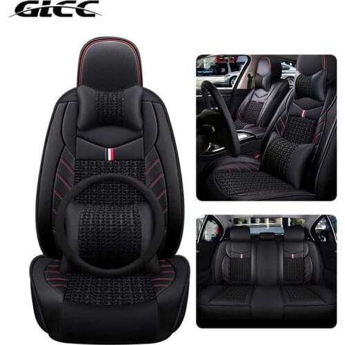 GLCC Leather Seat Covers Cushion Car Seat Protector Stylish And Alternative Full Set Protection Vehicle Cover For 5-Seat Cars